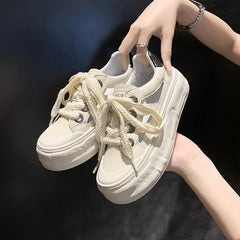 Advbridge -  Summer Hot Selling Platform Flat Hollowed Out Sneakers Breathable Casual Women Sandals Lace Up Female Flat Vulcanized Shoes