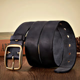 Advbridge 3.8CM Real Genuine Thick Leather Belt Cowhide Copper Pin Buckle Casual Jeans Belt Men High Quality Retro Cowboy Belt Male Strap