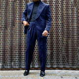 Advbridge Men's Corduroy Suit Double Breasted Gun Lapel 2 Piece Jacket + Pants Best Party Casual Men's Wedding Outfit Full Suit