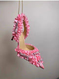 Advbridge 2025 New High end Pointed Single Shoes Sexy Diamond Bow Decoration Lace e Fashion Versatile High Heel Sandals