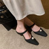 Advbridge Slippers shoes for women korean style genuine leather slip-on summer mules elegant ladies low kitten heel sandals shoes hot