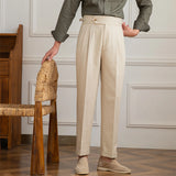 ADVBRIDGE  -  Three Gentleman Summer Naples Casual Straight Pants Men's Commuting Cotton and Linen Comfortable Breathable High Waist Pants