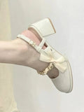 Advbridge Elegant Classic Round Toe Sandals Women 2024 Summer New French Niche High Heels Shoes Female White Chunky Mary Jane Single Shoes