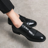 Advbridge Men Formal Shoes Leather Business Casual Shoes High Quality Dress Pointed Luxury Male Oxfords Office Triple Joint Leather Shoes