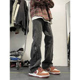 Advbridge New American Retro Zipper Jeans Men's Washed Straight Leg Micro Flared Pants High Street Vibe Trendy Brand