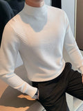 Advbridge Spring Autumn Solid Half Collar Knitted Tops Luxury Formal Long Sleeve Texture New Pullovers Men Clothing Slim Male Jumper