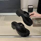 ADVBRIDGE  -  White Flip Flops Woman Slippers Black Chunky Platform Heels Sandals Summer Ladies Shoes Pink Sandalias De Mujer 2025