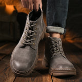 Advbridge 2025 Retro Style Winter Men Boots Desert High Top Boot Casual Lace-up Street Cool Shoes Comfy Non-Slip Brown Leather Ankle Boots