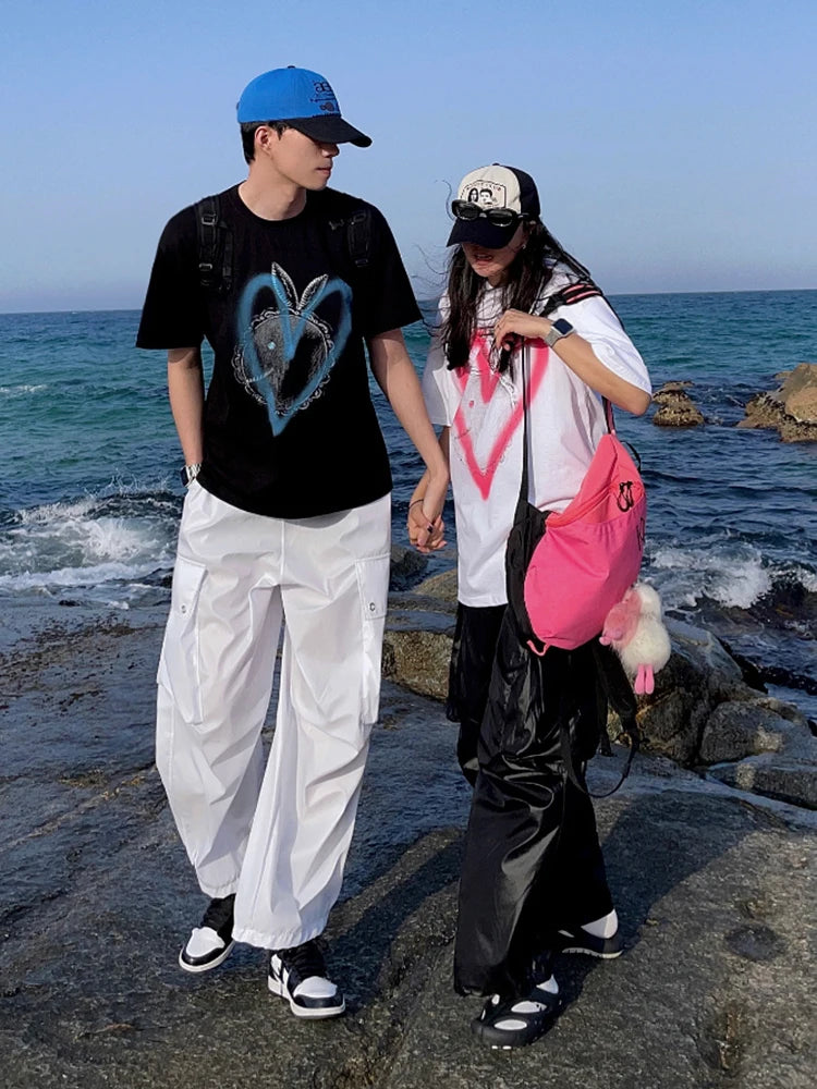 Advbridge Loose Men's T-shirt Korean Style Casual Round Neck Letter Printed Short Sleeved Male Cotton Tops 2024 Summer New Fashion