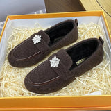 ADVBRIDGE  -  Women's Winter Warm Fleece Lined Slip-On Thick Bottomed Bean Bean Shoes Large Size Korean Style Flat Bottomed Shoes