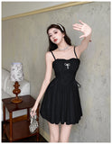 ADVBRIDGE  -  Apricot Sweet Kawaii Dresses for Women's French Style Fairy Vestidos Summer Elegant Lace Spaghetti Strap Dress Feminine
