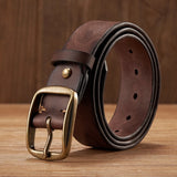 Advbridge Thick Cowhide Copper Pin Buckle Real Genuine Leather Belt For Jeans Fashion Casual Belt Men Waistband Retro Luxury Male Strap