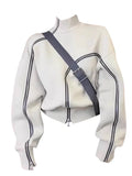 Advbridge Autumn Winter Women Long Sleeve Turtleneck Sweatshirts American Vintage Pullovers Designer 2000s Aesthetic Zipper Design Y2k New