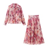 Advbridge Spring/Summer Women's Fashion New Flower Print Shirt&Skirt Set