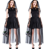 Advbridge  Women Adult Horror Bride Sleeveless Dress with Wedding Veil Lace Gloves Halloween Cosplay Devil for Vampire Witch