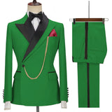 Advbridge Solid Men's 2 Pieces Suit Double Breasted Jacket and Trousers Dinner Party Wedding Groom Tuxedos Slim Fit Formal Business Suits