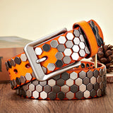 Advbridge 3.8cm Width Men Rivet Studded Belt Punk With Pin Buckle Belts Hip Hop Male High Quality Genuine Leather Belt Rock Strap