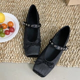 ADVBRIDGE  -  Satin Square Toe Mary Jane Shoe Women Shallow Buckle Bowknot Footwear Ladies Fashion Light Comfort Soft Sole Ballet Flats Women
