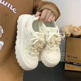 ADVBRIDGE  -  Cute Bow Womens Volcanise Shoes Retro Versatile Non Slip Skateboard Shoes Wear Resistant Lace Kawaii Shoes for Ladies