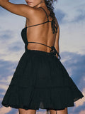 ADVBRIDGE  -  Women s Sleeveless A Line Mini Dress Backless Summer Smocked Spaghetti Strap Bohemian Bodycon Corset Party Dress