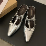 ADVBRIDGE  -  Rhinestone Bowknot Mules Women Slippers Elegant Fashion Flat Dress Shoes Shallow Comfort 2025 Summer New Sandals Ladies Pumps