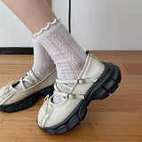 Advbridge Women Chunky Mary Jane Shoes Women Vintage Platform Sports Shoes Fashion Shallow Bowknot Platform Casual Shoes Ballerina Shoe