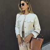 Advbridge Woman Outerwears Autumn Long Sleeve Cropped Jacket For Women Winter Button Demi-Season Short Coats Elegant Women's Coat