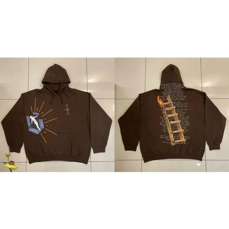 Advbridge Fashion Streetwear Cactus Jack Hoodies Graffiti Printing Sweatshirts High Street Hip Hop  Pullover