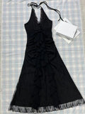 ADVBRIDGE  -  Gothic Y2k Slim Slash Neck Sleeveless Dress Women France Vintage V-neck Black Summer Dresses High Street Chic Skinny Clothing