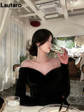 Advbridge Spring Long Sexy Black Stretchy Fitted Birthday Party Evening Dresses for Women Luxury Elegant Off the Shoulder Clothing