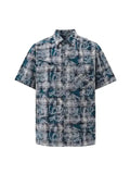 ADVBRIDGE  -  Men's Tie Dye Short Sleeve Shirts New 2025 Summer Loose Plaid Korean Turn-down Collar Trendy Male Clothing Loose Fiting