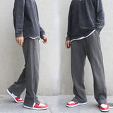 Advbridge Trousers Male Slit Wide Men's Casual Pants Black Loose New in Streetwear Trend Stylish Cotton Sale Korean Style Harajuku Summer