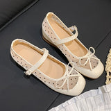 ADVBRIDGE  -  Sweet Mesh Polka Dot Mary Jane Shoes Women Summer Breathable Round Toe Ballet Flats Comfort Soft Sole Heightening Single Shoes
