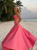 Advbridge 2025 Vacation Elegant Pink 3d Flower Backless Sling Top Suit Women Strapless Cropped Tops A-line Skirt Set Lady Beachwear Outfit