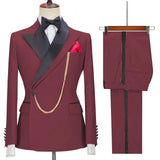 Advbridge Solid Men's 2 Pieces Suit Double Breasted Jacket and Trousers Dinner Party Wedding Groom Tuxedos Slim Fit Formal Business Suits