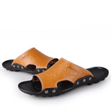 ADVBRIDGE  -  New Men's Slippers Summer Outside Leather Sandals Big Size Beach Slippers Anti-slip Mens Shoes