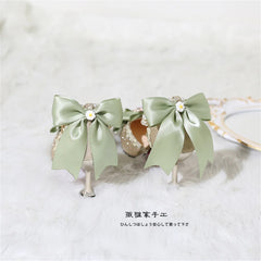 Advbridge Mori Girl Pearl Chain Diamond Bowknot Lolita Shoes Spring Woman Starry Sky Pointed Sandals High Heel Cosplay Lolita Shoes