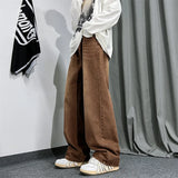 ADVBRIDGE  -  Brown Baggy Jeans Men Fashion Casual Vintage Jeans Men Streetwear Hip-hop Loose Straight Jeans Mens Retro Denim Trousers M-3XL