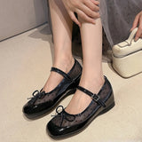 ADVBRIDGE  -  Sweet Mesh Polka Dot Mary Jane Shoes Women Summer Breathable Round Toe Ballet Flats Comfort Soft Sole Heightening Single Shoes