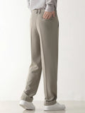 Advbridge Spring Autumn Casual Pants Men Korean Fashion Stretched Polyester Loose Draped Slacks Straight Trousers Male Semi-Wide Suit Pant