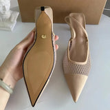 ADVBRIDGE  -  Elegant High Heel Sandals Woman 2025 Trending Pointed Breathable Mesh Lady Office Shoes Back Strap Summer Naked Female Stilettos