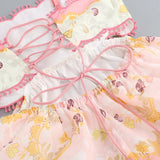 Advbridge 2024 New French Floral Suspender Dress for Women Summer New Style Backless Straps Waist Slimming Cake Long Skirt Print