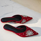 ADVBRIDGE  -  Fashion Bling Rhinestone Decoration Slide Sandals Women Sexy Pointed Toe Comfort Slippers Deluxe Designer Mules Loafers Footwear