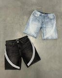 Advbridge Streetwear Shorts Y2K Harajuku Hip Hop Stripes Graphics Retro Baggy Jenas Denim Gym Short Men Women High Waist Basketball Shorts