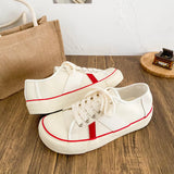 ADVBRIDGE  -  New Women Colorblock Vulcanized Canvas Sneakers Flat Sole Lace-Up Soft Comfort Latex Cushion Summer Student Casual Shoes