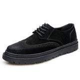 Advbridge Handmade Mens Wingtip Oxford Shoes Black Cow Suede Leather Brogue Men's Dress Shoes Classic Business Formal Shoes for Men