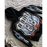 Advbridge Y2k American Hip Hop Alphabet Racing Element Style Design Printed Men Zipper cardigan Retro Gothic Couple Casual Hoodie