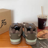 Advbridge Brown Woman Sports board shoes Spring Lace Up Flat Shoes Sports Female Casual Sneakers Tennis Shoes Couple