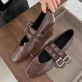 Advbridge Fashion Buckle Strap Women Flats Mary Janes Shoes Casual Round Toe Luxury Female Footwear Shallow Ladies Flats With Shoes