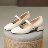 Advbridge Chunky Block Pumps for Women Slip On Low Heel Closed Round Toe Dress Classic Mid Square Shoes Wedding Party Office Lady  Shoes